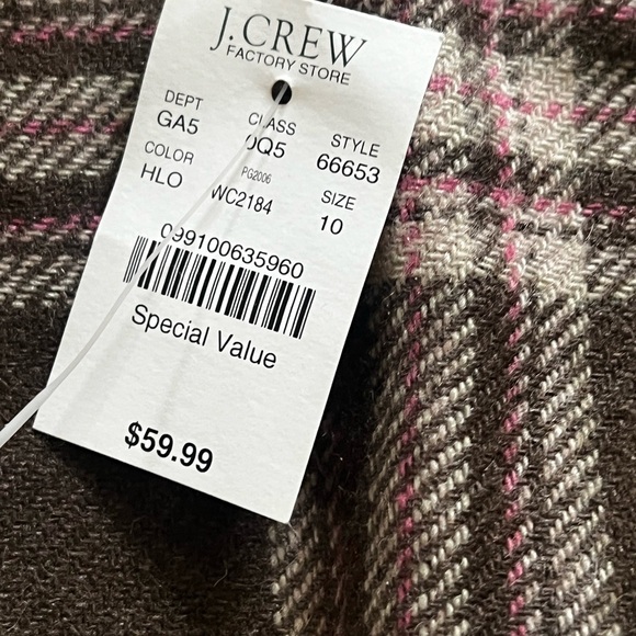 J. Crew Brown and Pink A-Line Wool Mini Skirt Size 10 NWT - Picture 3 of 3